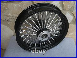 16 Black Fat Spoke Rear Wheel For Harley Fxst Softail Touring Baggers 2000-07