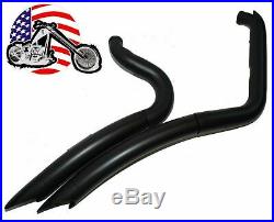 2 1/4 Big Radius Black Exhaust System Drag Pipes 1986-2017 Harley Softail