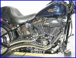 2 1/4 Big Radius Chrome Exhaust Drag Pipes Heat Shields Baffles Harley Softail