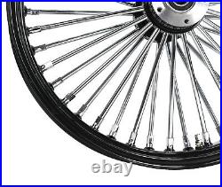 21 3.5 Black 46 Fat King Chrome Spoke Front Wheel Rim Single Disc Harley Softail