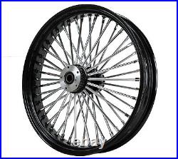 21 3.5 Black 46 Fat King Chrome Spoke Front Wheel Rim Single Disc Harley Softail