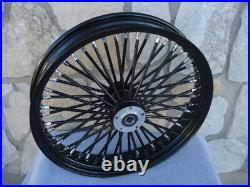 21x3.5 Black Out Fat King 48 Spoke Front Wheel Harley Softail Wide Glide 00-07