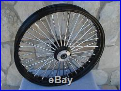 26 X 3.5 Black 48 Fat King Spoke Front Wheel For Harley Custom 1 Bearing
