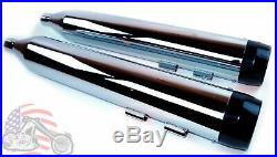 4.5 Chrome Slip-on Mufflers Black Tapered Tip Exhaust Pipes Harley Touring 95-16