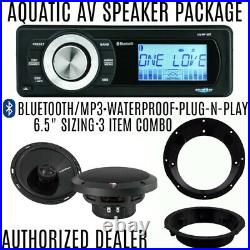 Aquatic AV Bluetooth 5BT Radio Rockford Fosgate P1650 6.5 Speaker Package 98-13