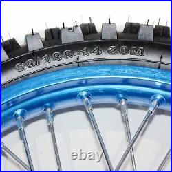 BLUE 12mm 14 Inch Front 12 inch Rear Back Wheel Rim Tyre Tire PIT PRO Dirt Bike