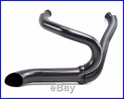 Black 2-1 Lake Side Pipe High Output Exhaust System Harley 86-17 Softail Dyna