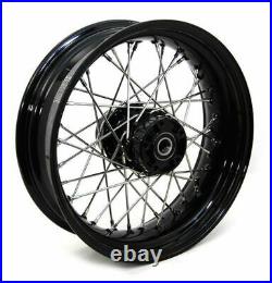 Black 40 Spoke 16 x 5 Rear Wheel Rim Harley 08-2018 Sportster Wide Tire Kit