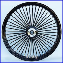 Black 48 King Spoke 21 x 2.15 Single Disc Front Wheel Harley Softail Chopper