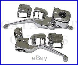 Chrome Hand Controls & Chrome Switch Housings for Harley Hand Controls 1996-2006
