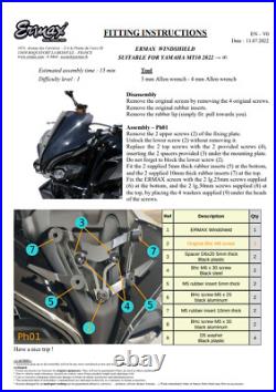 Ermax Sport Screen Windshield Deflector Dark Smoke Yamaha MT-10 & SP 2022 2023