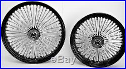 Fat Spoke Wheels 21 & 16 Black Front/rear Harley Sportster Dyna Super Glide Low