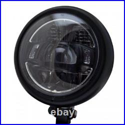 Hs Motorcycle Parts LED Headlight AREA 5 3/4 Inch Black M10