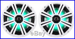 KICKER 43KM84LCW Dual 8 600 Watt Marine Boat Wakeboard Tower Speakers with LED's