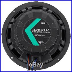 KICKER 43KM84LCW Dual 8 600 Watt Marine Boat Wakeboard Tower Speakers with LED's