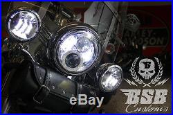 LED SCHEINWERFER 7 mit Zulassung Chrome Harley Davidson Road King BSB Customs