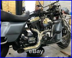 Lake 2 into 1 Turnout Header Exhaust Pipe Harley Softail Dyna Chopper Evo Twin C