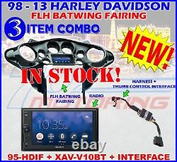 Metra 95-hdif 98-13 Harley Davidson Flh Batwing Fairing + Plug N Play Xav-v10bt