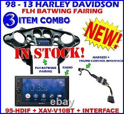 Metra 95-hdif 98-13 Harley Davidson Flh Batwing Fairing + Plug N Play Xav-v10bt