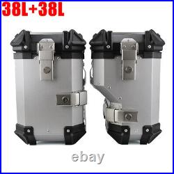 Motorcycle Saddle Box 38L+38L Side Trunk Storage Case Universal Aluminum(pair)