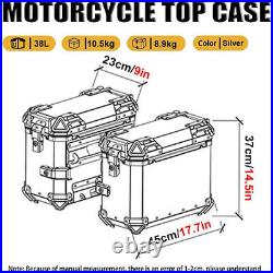 Motorcycle Saddle Box 38L+38L Side Trunk Storage Case Universal Aluminum(pair)