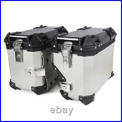 Motorcycle Saddle Box 38L+38L Side Trunk Storage Case Universal Aluminum(pair)