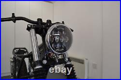 NEW Projector LED Motorbike Headlight Deep Chrome for Custom Retro Project Bike