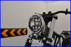 NEW Projector LED Motorbike Headlight Deep Chrome for Custom Retro Project Bike