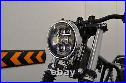 NEW Projector LED Motorbike Headlight Deep Chrome for Custom Retro Project Bike