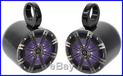 Pair KICKER 43KM654LCW 6.5 390w Marine Wakeboard Tower Speakers withLED Lights