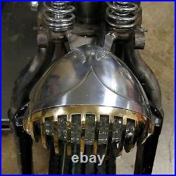 Scalloped Headlight Brass Finned Grill& Aluminum Harley Tri Xs650 Bobber Chopper