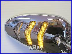 Sequential LED Turn Signal Motorcycle Mirror Set in Chrome for Harley and Others