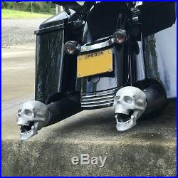 Set of 2 Skull Exhaust Tips evo twin cam shovelhead panhead chopper rat bike A