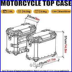 Universal Aluminum Alloy Motorcycle Saddle Box 38L+38L Side Trunk Storage Case